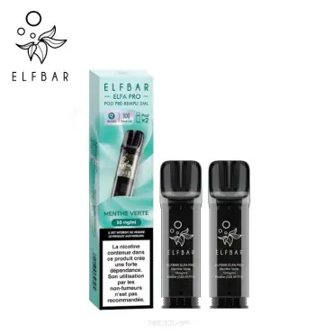 2 Recharges Puff Menthe Verte Elfa pro Elfbar Super Prix