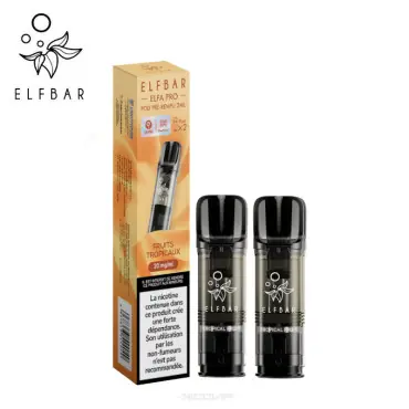 2 Recharges Puff Fruits Tropicaux Elfa pro Elfbar Soldes
