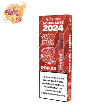 Meilleure Vente Kit Puff + 3 Pods Grosse Fraise Wpuff 2.0 Liquideo