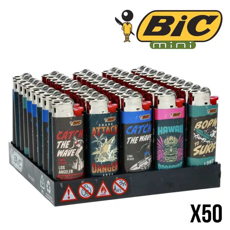 Retour Gratuit BRIQUET BIC MINI BORN TO SURF X50