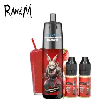 Kit Puff Tornado 15000 Strawberry Slush Ice White Rabbit Randm Authentique