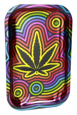 Petit Prix PLATEAU METAL FIRE-FLOW CIRCLE LEAF 27.5CM