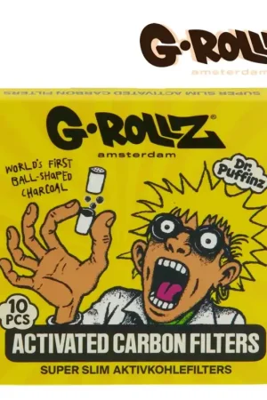 FILTRES G-ROLLZ AU CHARBON ACTIF SUPER SLIM JAUNE 6MM PAR 10 Quantité Limitée