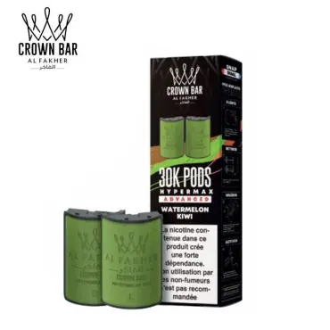 2 Cartouches Watermelon Kiwi Hyper Max Advanced 30k 10ml Al Fakher Quantité Limitée