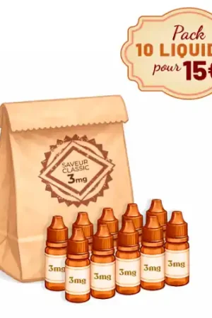 Soldes Pack 10 liquides 10 ml saveur classic 3 mg